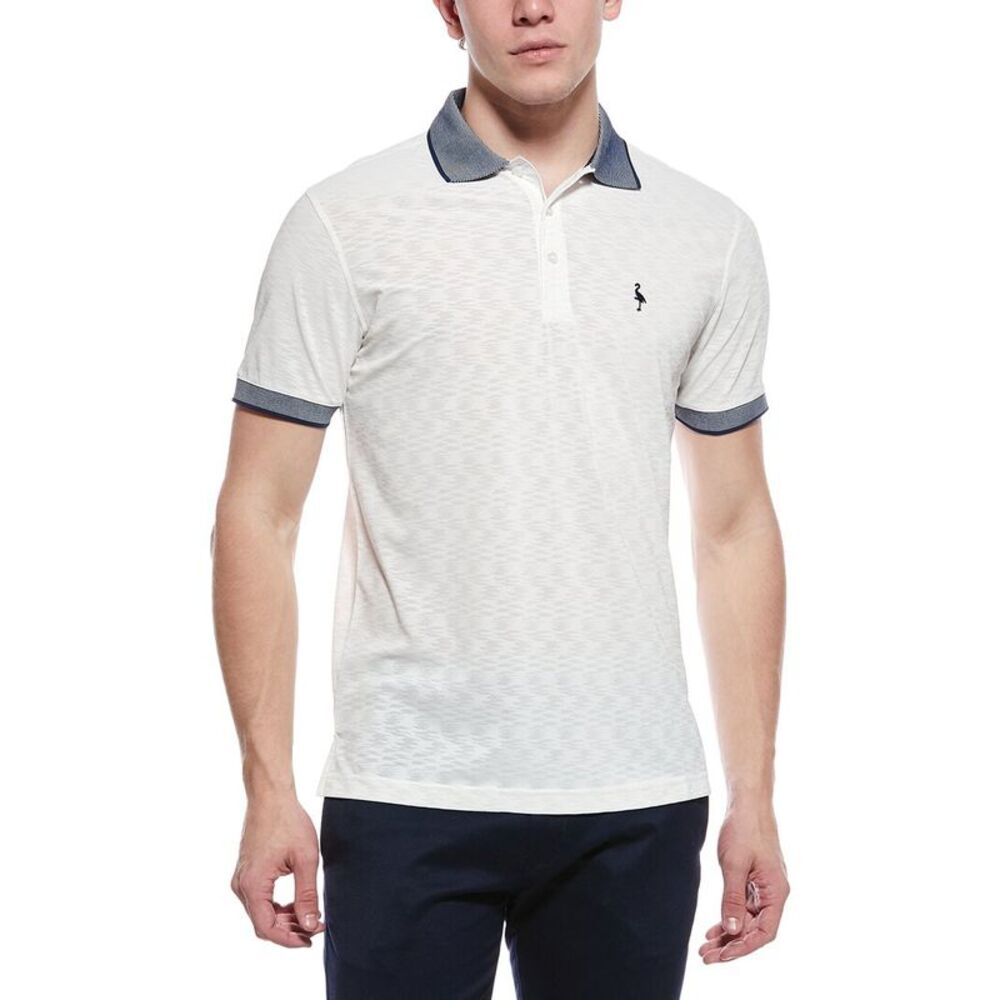 Tailorbyrd Mens Tech Slub Textured Performance Polo Shirt, White